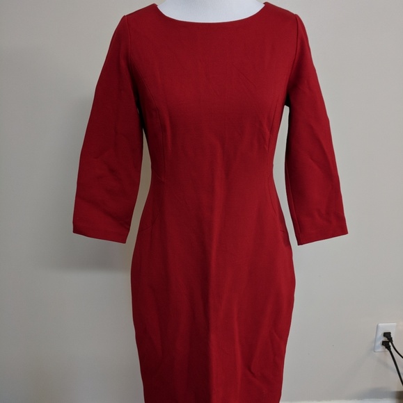 Talbots Dresses & Skirts - Red Talbots Petites 3/4 Sleeve Fitted Midi Dress